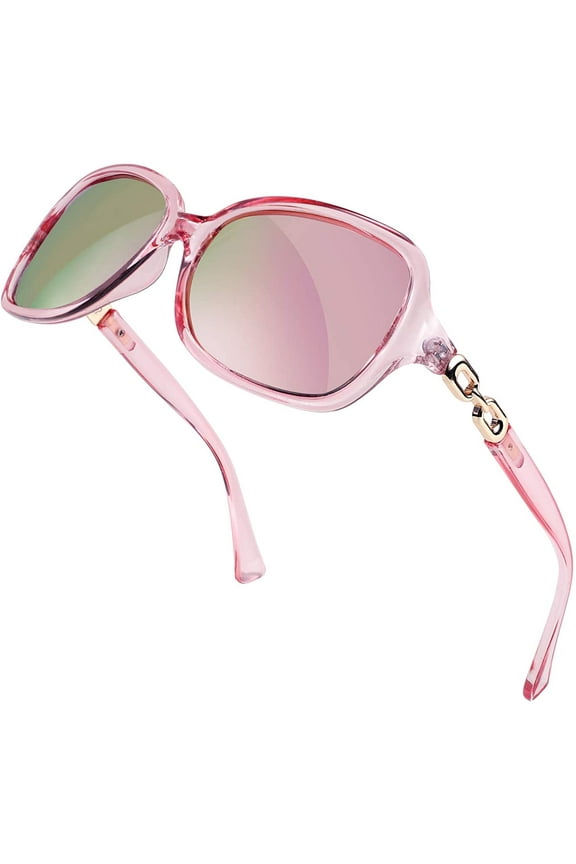 Vintage Square Polarized Mirrored Pink Sunglasses for Women 100% UV400 Outdoor Driving Fashion Sunglasses B2526