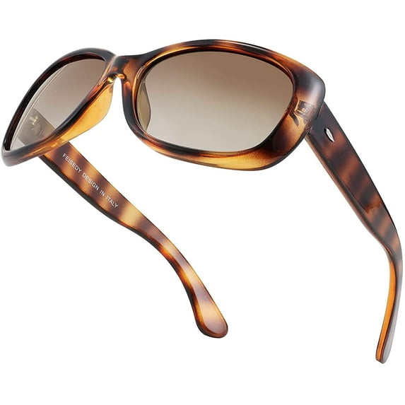 FEISEDY Vintage Square Polarized Sunglasses for Women Men Havana Thick Wrap Frame B2703