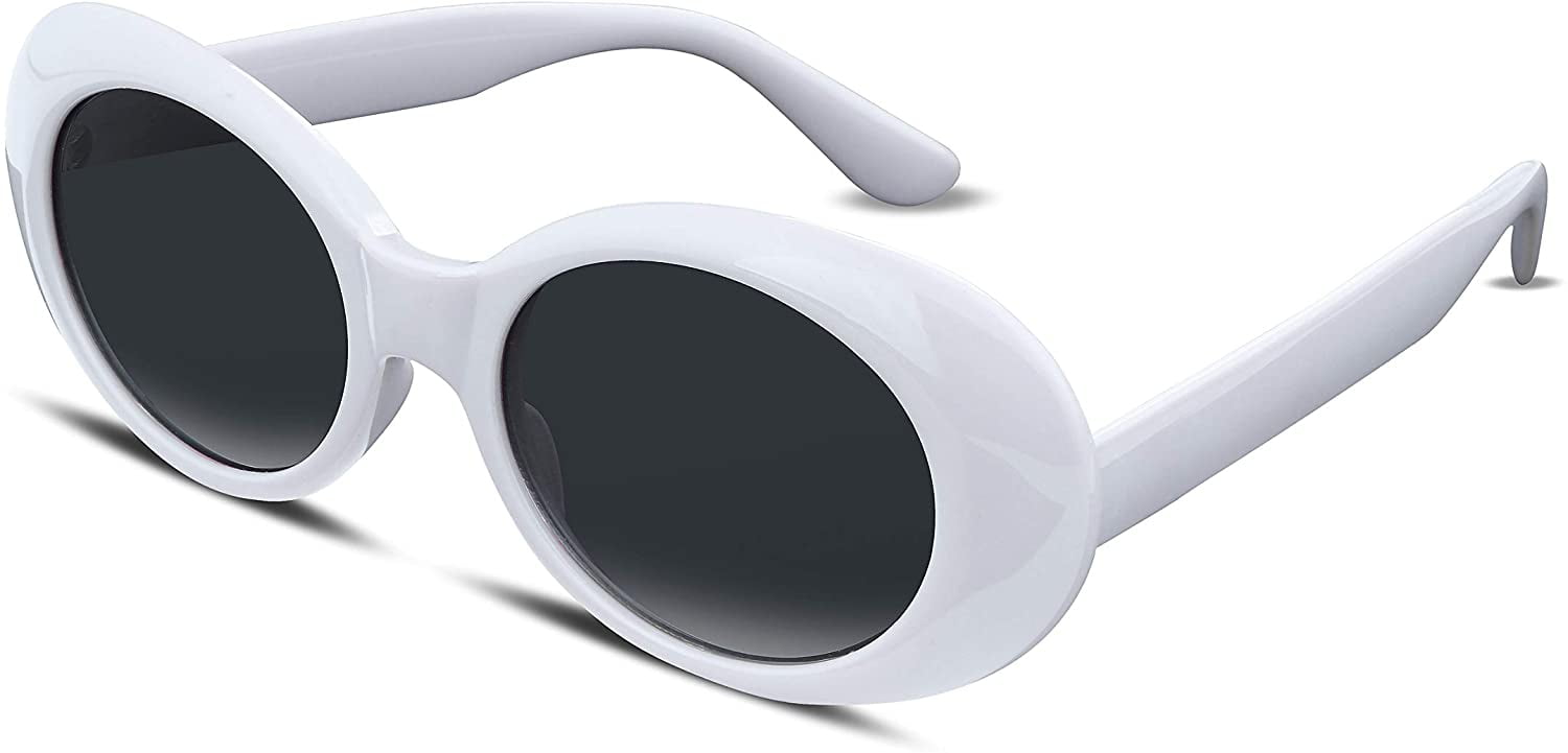 FEISEDY White Clout Goggles, Retro Oval UV Protection, Round Lens