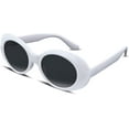 thumbnail image 1 of FEISEDY White Clout Goggles Sunglasses Women Men Retro Oval Sunglasses B2253, 1 of 5