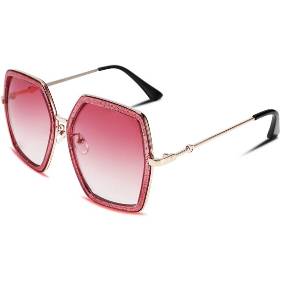 FEISEDY Women Large Hexagon Inspired Sunglasses Fashion Irregular Design Style Geometric B2503