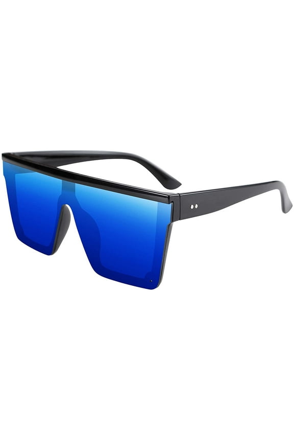 Women Men Flat Top Shield Sunglasses Oversized Square Rimless Shades UV400 B2470