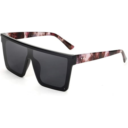 FEISEDY Women Men Flat Top Shield Sunglasses Oversized Square Rimless Shades UV400 B2470