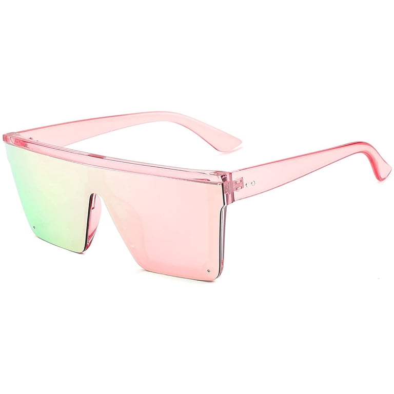 FEISEDY Women Men Flat Top Shield Sunglasses Oversized  display picture 2