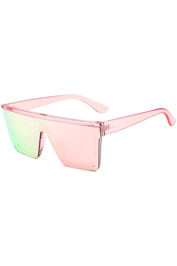 Women Men Flat Top Shield Sunglasses Oversized Square Rimless Shades UV400 B2470