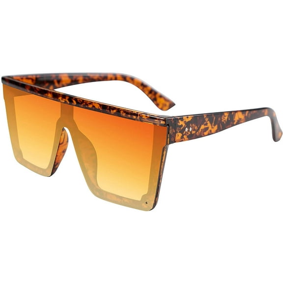 FEISEDY Women Men Flat Top Shield Sunglasses Oversized Square Rimless Shades UV400 B2470