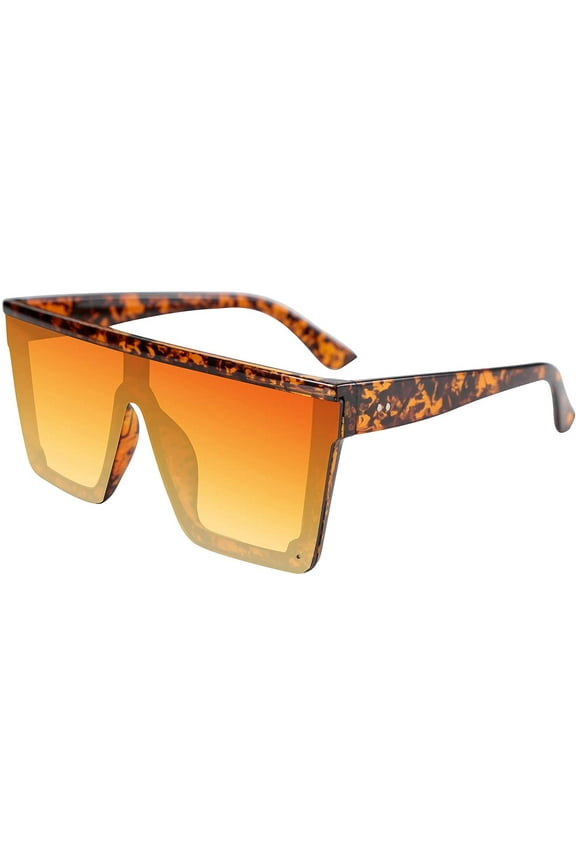 Women Men Flat Top Shield Sunglasses Oversized Square Rimless Shades UV400 B2470