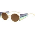 thumbnail image 1 of FEISEDY Women Men Hipster Round Sunglasses Polygon Trapezoid Side Shields Delicate Metal Frame B2825, 1 of 16