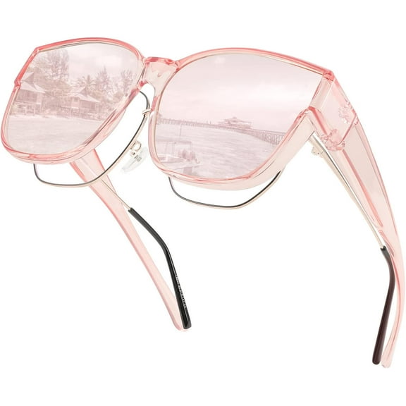 FEISEDY Women Men Polarized Fit Over Sunglasses Oversized Trendy Square Cat Eye Wear Over Glasses B2849