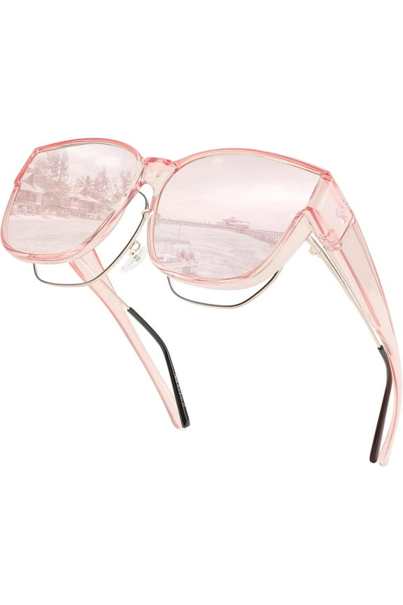 Women Men Polarized Fit Over Sunglasses Oversized Trendy Square Cat Eye Wear Over Glasses B2849