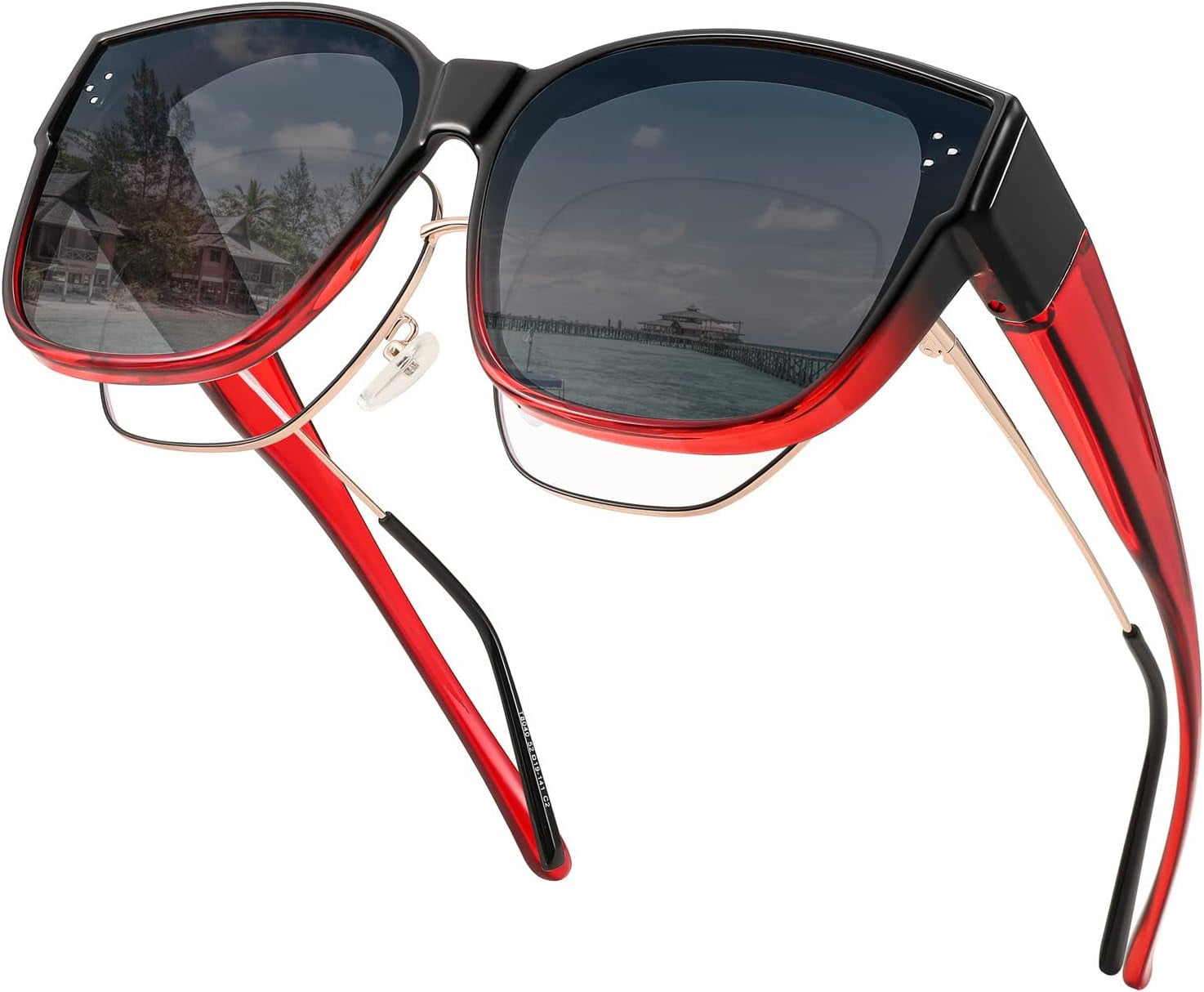 FEISEDY Women Men Polarized Fit Over Sunglasses Oversized  display picture 2