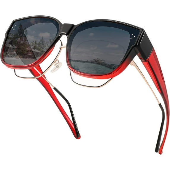 FEISEDY Women Men Polarized Fit Over Sunglasses Oversized Trendy Square Cat Eye Wear Over Glasses B2849