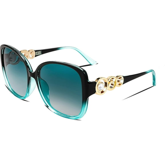 FEISEDY Women's Fashion Sunglasses, Oversized Square Frame with Pearl Sparkling, Polarized UV Protection B2821
