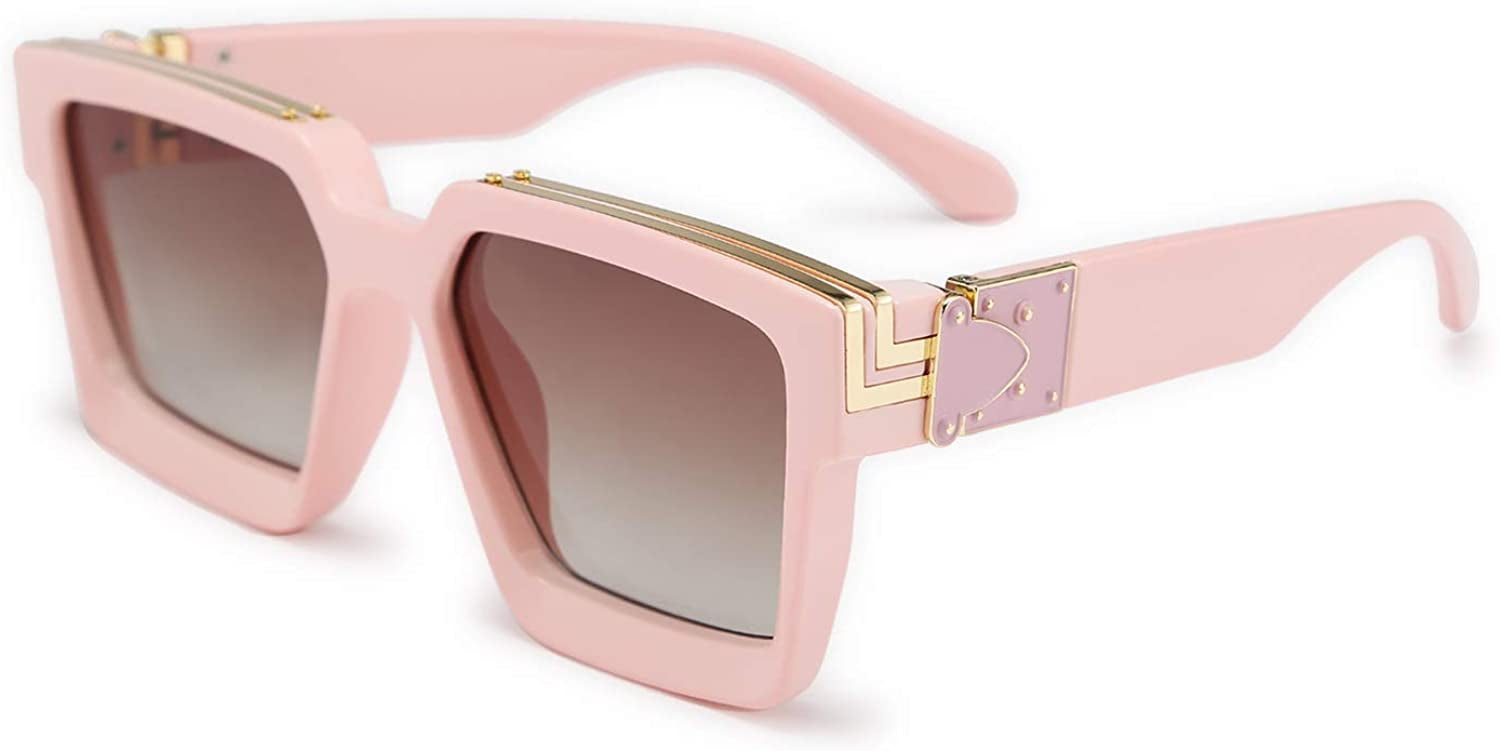 FEISEDYRetro Flat Top Sunglasses Thick Square Frame Metal  display picture 1