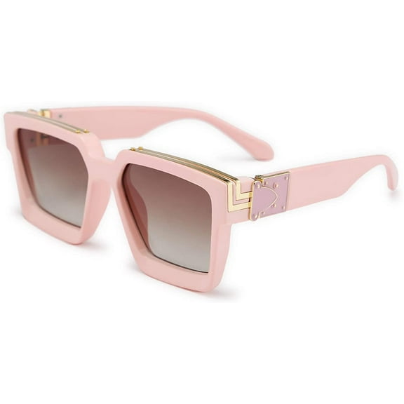FEISEDYRetro Flat Top Sunglasses Thick Square Frame Metal Buckle Hip Hop Rapper Men Women B7033