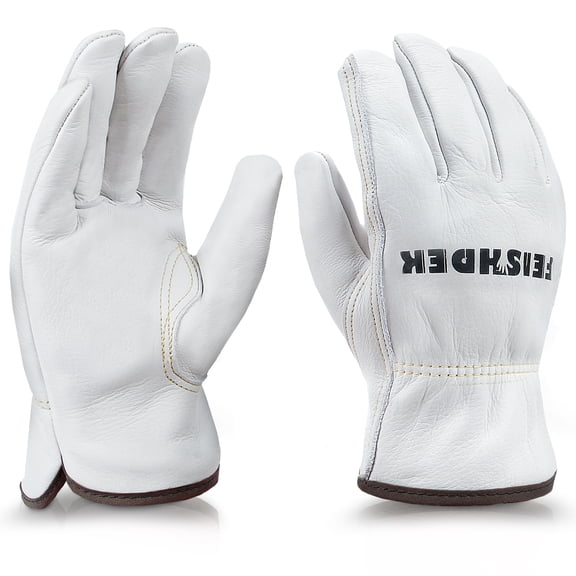 FEISHDEK Cowhide Leather Work Gloves for Men & Women, Durable for Heavy Duty Construction, Gardening, Ranch, Farm Gloves (X-Large)