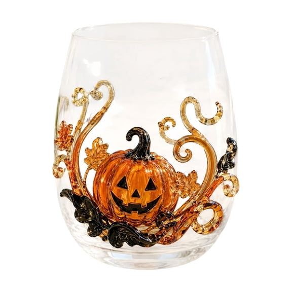 FEISHENTT 3D Halloween Artisan Glassware Collection â Handcrafted Seasonal Decorative Glass Tumblers with Pumpkin, Ghost, Black Cat & Spider Designs 9.3cm