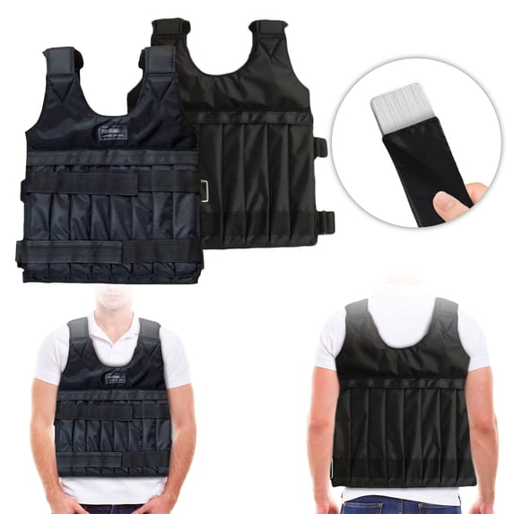 FEISHENTT Adjustable Weighted Vest Up to 110LB Workout Weight Vest Exercise Training Fitness Jacket Running Vest for Man Woman (Not Including Sand and Steel) Black 60x42cm