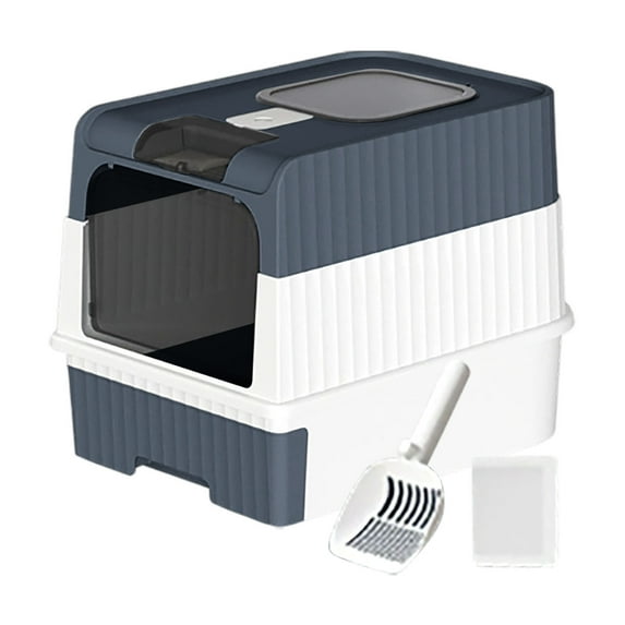 FEISHENTT Cat Litter Tray with Lid, Extendable Tray, Closed Cat Litter Tray with Odour Filter and Shovel, Closed and Hygienic Front Entrance and Top Exit Design for Kittens