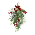 thumbnail image 1 of FEISHENTT Christmas Swag Decorative Teardrop Swag Handmade Christmas Wreath with Bowknot, Red Berries and Balls, 1 of 9