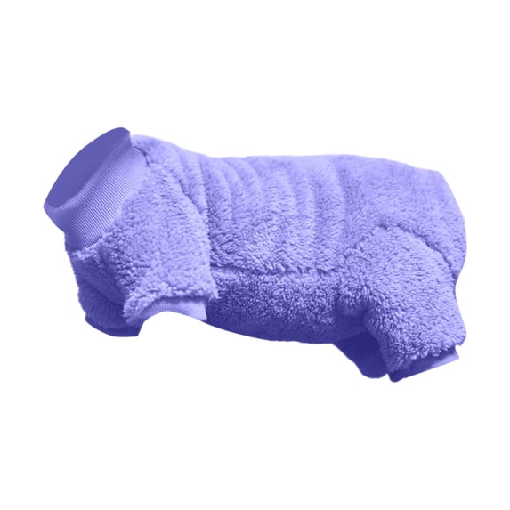 FEISHENTT Dog Fuzzy Velvet Pajamas,Dog Winter Cloth for Small Dogs Cat,Boy Girl,Pet Jumpsuit, Doggy Apparel Purple 25x19x3 cm