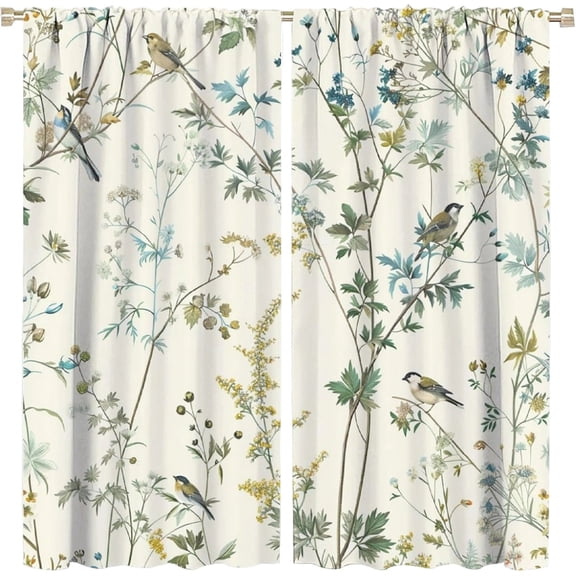 FEISHENTT Floral Blackout Curtains length 2 Panels Set Rustic Vintage Flowers Botanical Curtains Thermal Insulated Darkening Window Drapes 62x29 in