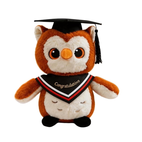 FEISHENTT Graduation Owl Plush Toy, Soft Stuffed Animal with Cap & Sash, 9 Inch