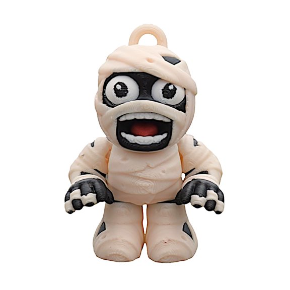 FEISHENTT Halloween Mummy Desktop Decoration, White and Black, 3D Printing Design Figurine, Cute Monster Design, Indoor Display