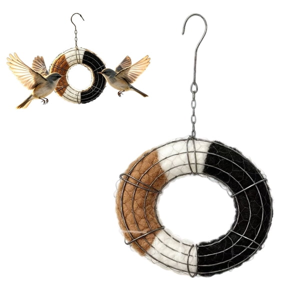 FEISHENTT Handmade Alpaca Fiber Bird Nesting Heart Fiber Bird Winter Shelter for Wild Birds Outdoor Nesting Design White 22cm
