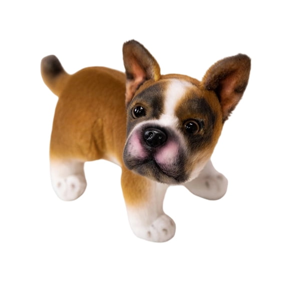 FEISHENTT Lifelike Frenchie Dog Stuffed Animal Super Realistic Plush French Bulldog Doll Puppy Plushies Toy Funny Gifts for Kids Present or Stuff Collection 8.66 Inches