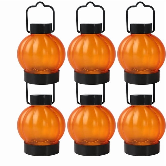 FEISHENTT Mini Pumpkin Lantern Lights 6-Pack, LED Halloween Decorative Hanging Lights