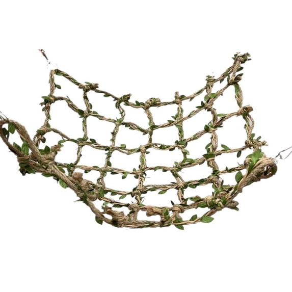 FEISHENTT Natural Bird Rope Net, Large Size - 24''X24'' Parrot Swing Hammock, Bird Climbing Ladder Hanging Cage Perch Chew Toys for Budgies Macaw Conure Finch Cockatoo Budgie Black One Size