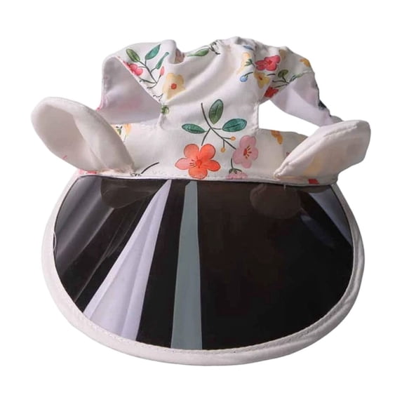 FEISHENTT Pet Sun Visor Hat for Small Medium Dogs & Cats - UV Protection Cap with Bear Ears Adjustable Strap Ear Holes, Summer Sunshade 15x20cm