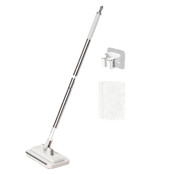 FEISHENTT Snap Grip Flat Mop for Floor Cleaning, Hand-Free Wet Dry Sweeper 360° Swivel Head, Reusable Cloth Locking Design