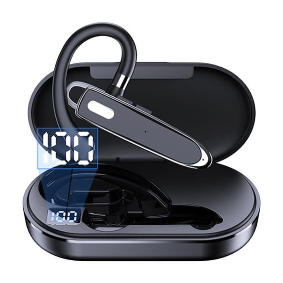 FEISHENTT Truck Driver Bluetooth Headset for Cell Phones Wireless Earbuds with Earhooks IPX7 Waterproof Dual Microphone Earpiece in Ear Hands Free Single Headphone Charging Case