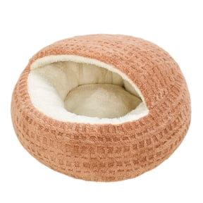 FEISHENTT Warm Hooded Cat Bed Semi Enclosed Cozy Pet Sleeping Pod for Small Dogs and Cats Comfortable Indoor Resting Cushion with Soft Washable Cover
