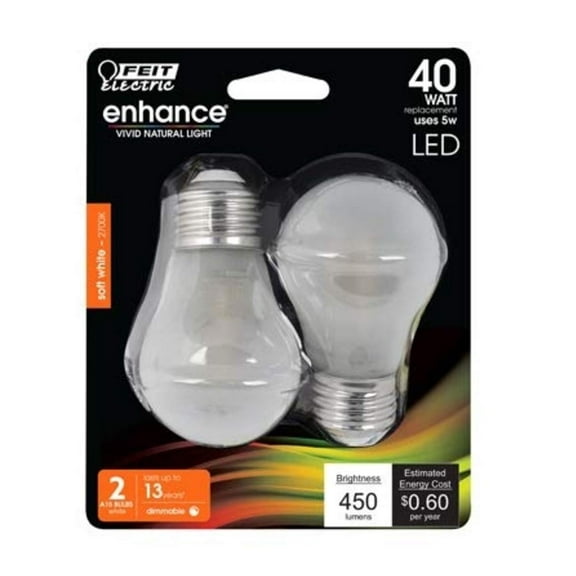 FEIT ELECTRIC BPA1540W/927CA/FI BPA1540W927CAFIL2/RP Light Bulb, 2 Count (Pack of 1), Product Specific