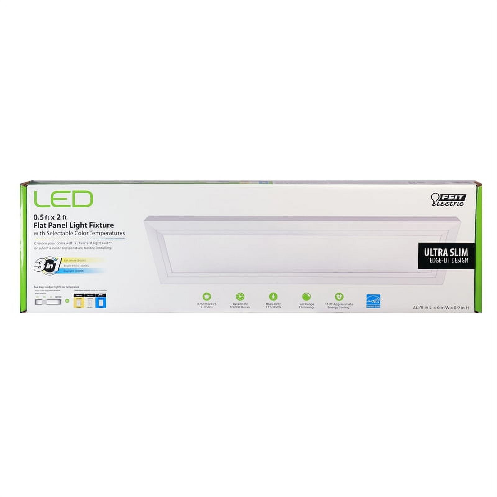 Elegant 6"x24" Aluminum LED Flat Panel Light, Adjustable Color Temperature