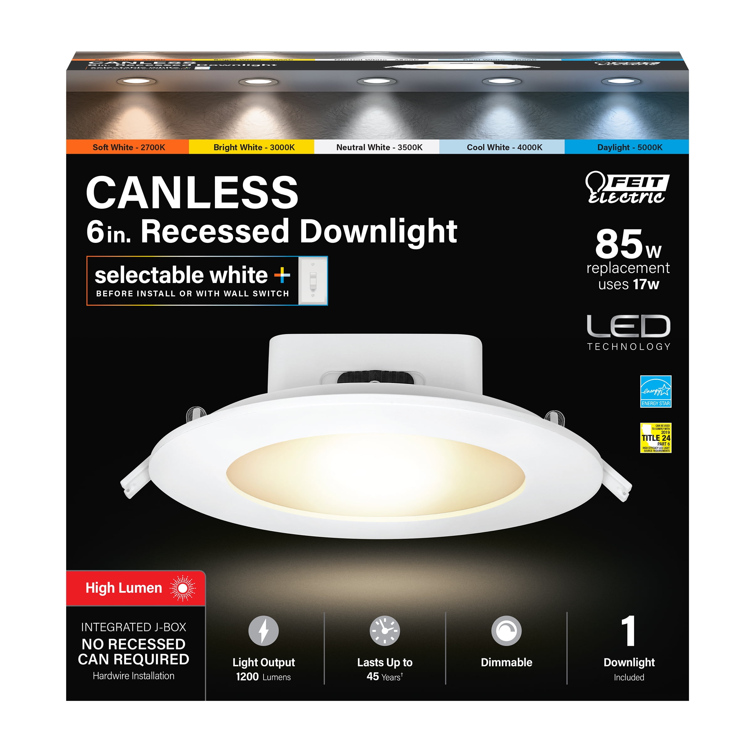 White Aluminum 6-inch LED Canless Recessed Downlight