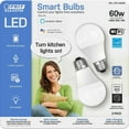 thumbnail image 1 of FEIT Electric Smart Wi-Fi LED Color Changing Dimmable 60W Light Bulbs 2-pk White, 1 of 4