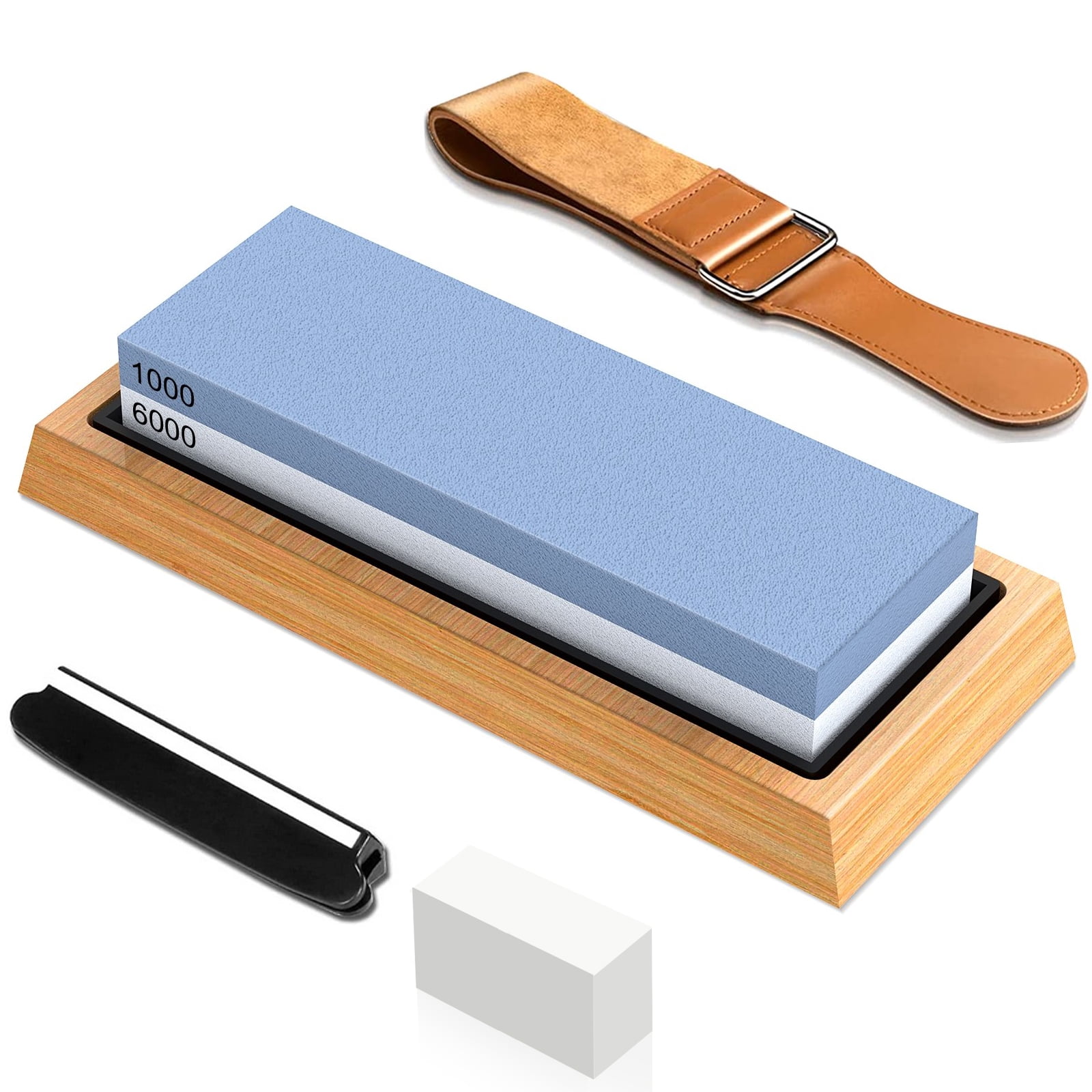 1000/6000 Dual Grit Whetstone Kit with Angle Guide & Bamboo Case