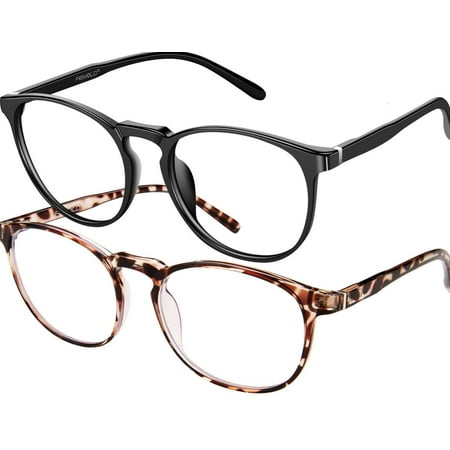 FEIYOLD Blue Light Blocking Glasses Women/Men,Retro Round Anti Eyestrain Computer Gaming Glasses(2Pack)