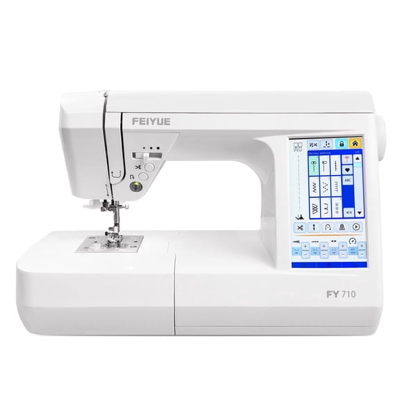 FEIYUE FY710 Computerized Sewing Machine with 180 Built-In Stitches, Stitch Memory, 7" LCD Touchscreen, Adjustable Speed, and Automatic Thread Cutter, Auto Needle Threader, Heavy Duty Metal Frame