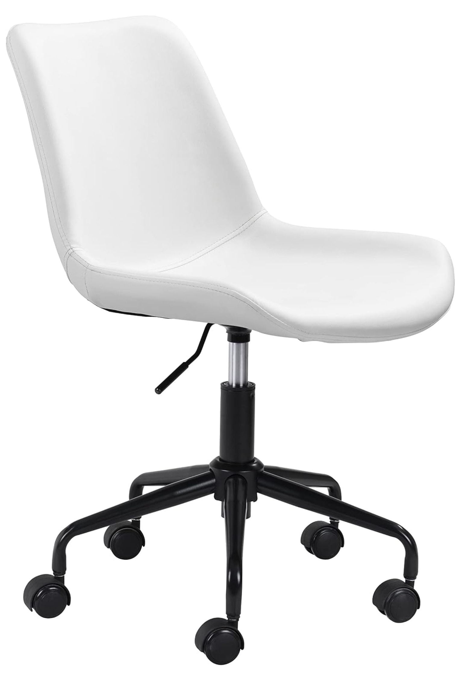 White Matte Metal Curved Office Desk Chair