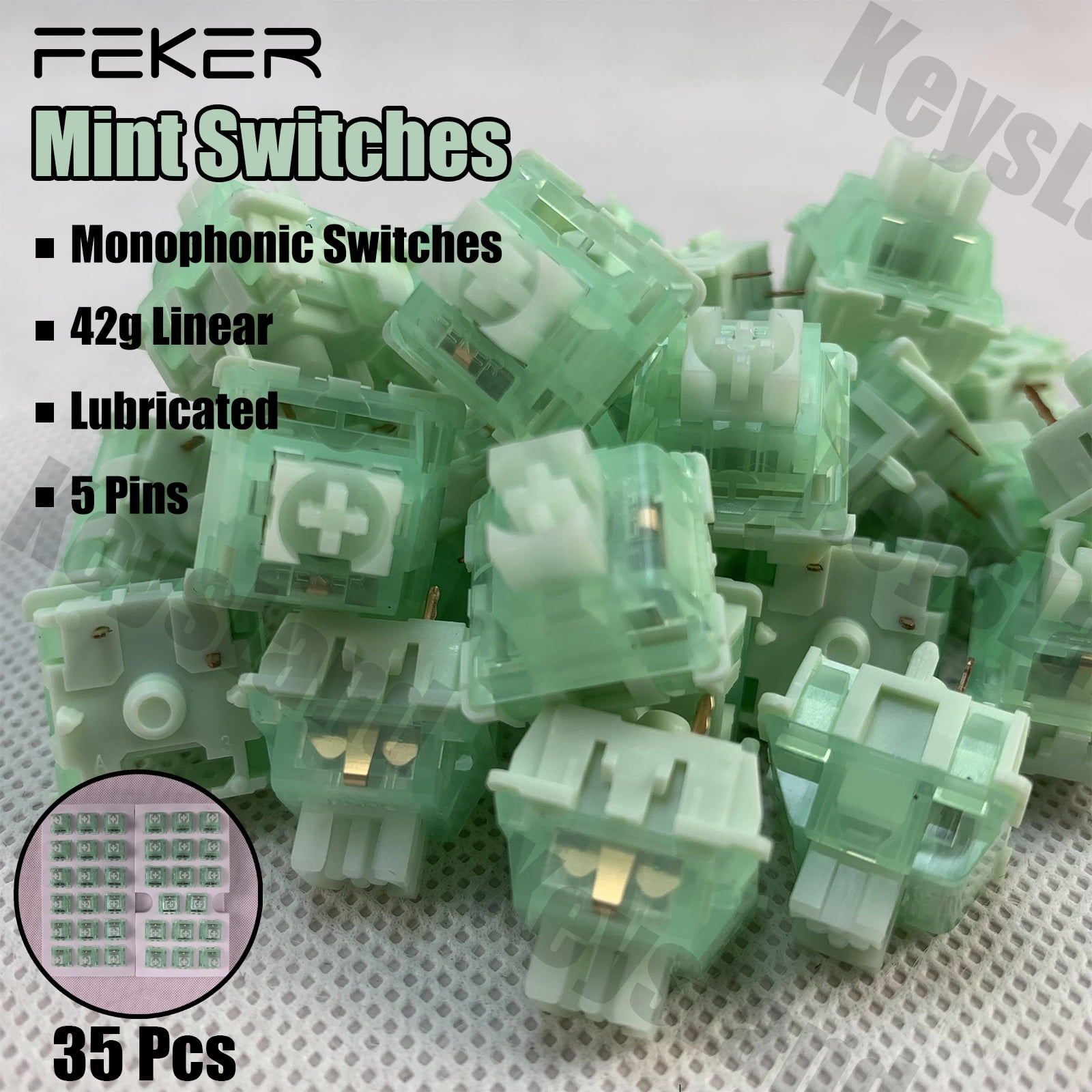 FEKER Mechanical Switches 35Pcs Pack Green Clicky Switch Tactile