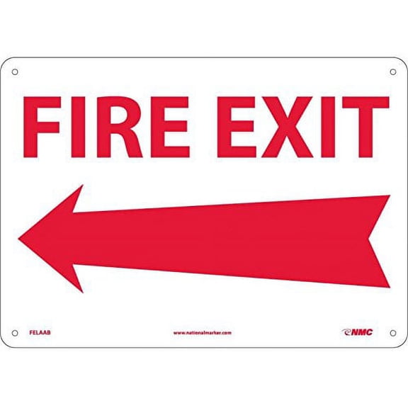 FELAAB National Marker Fire Exit Sign, (with Left Allow), 10 Inches x 14 Inches 040 ALUM