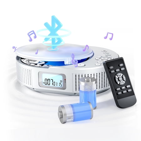 FELEMAN Boombox Portable CD Player with Bluetooth and Remote,Stereo Speakers, FM Radio,Rechargeable CD Player Boombox