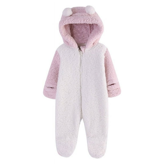 FELEMO Newborn Infant Toddler Winter Romper(White&Pink/6#)