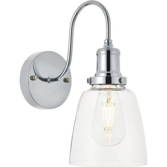 FELICITY Wall Sconce Mid-Century Modern 1-Light Chrome Black Crystal Clear