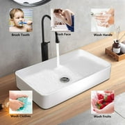 FELICON 24" Rectangle Bathroom Sink Modern Above Counter Porcelain Ceramic Sink Art Basin 600*340*105mm (23.62*13.39*4.13in)